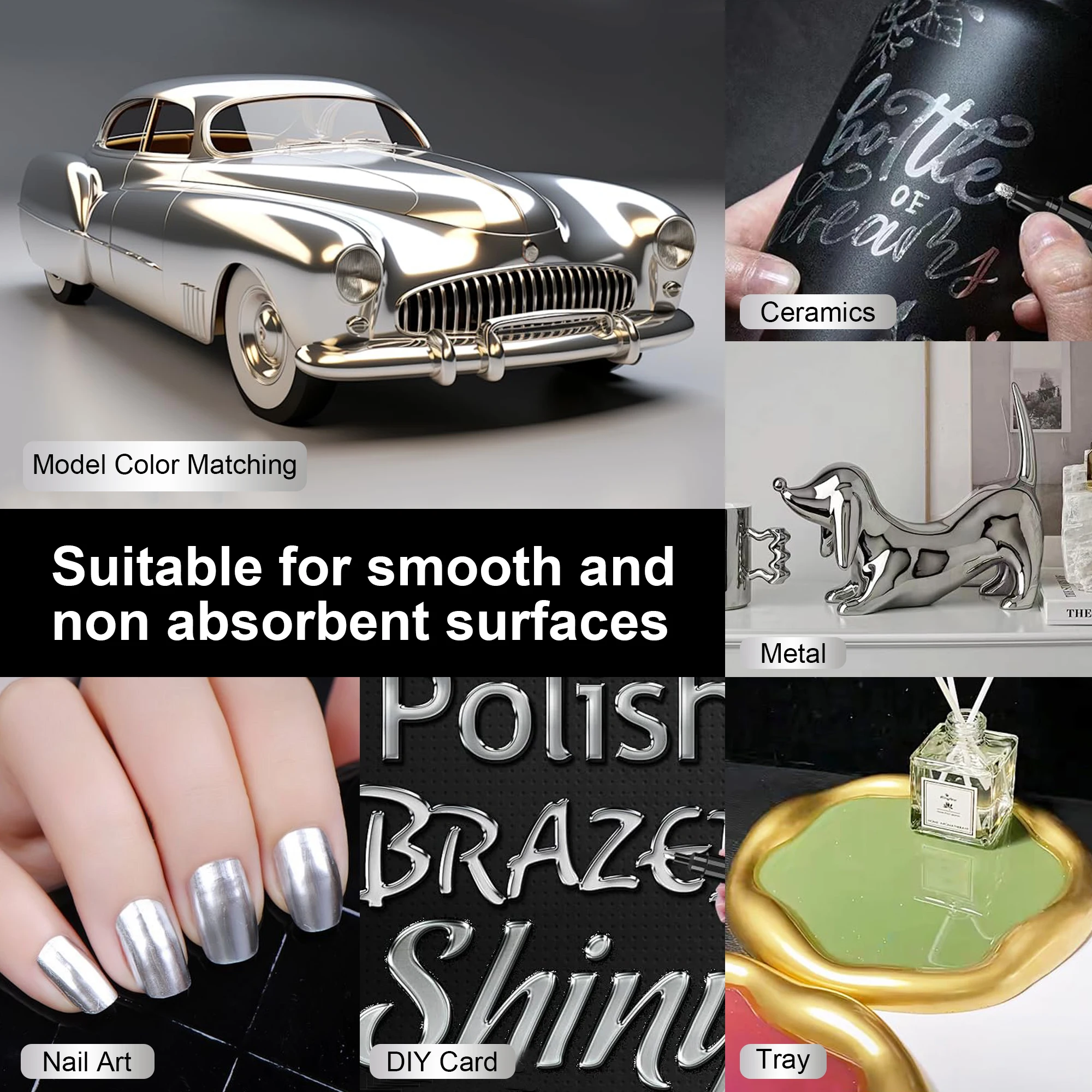 Высококачественный Перманентный хромированный маркер DIY Серебряный зеркальный для любой поверхности высокоглянцевый дисплей