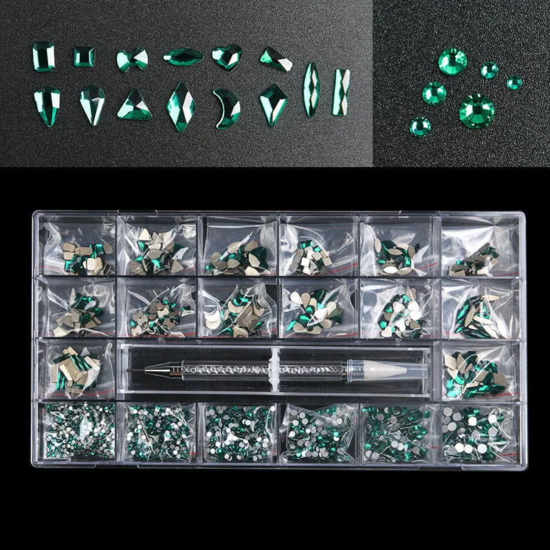 3830Pcs Crystal AB Nails Art Rhinestone Tool Set Mixed Flatback Gemstone for Nails manufacture