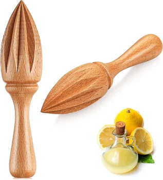 Beech Wood Manual Lemon Squeezer Handheld Vegetable & Fruit Reamer with Stainless Steel Blades for Citrus