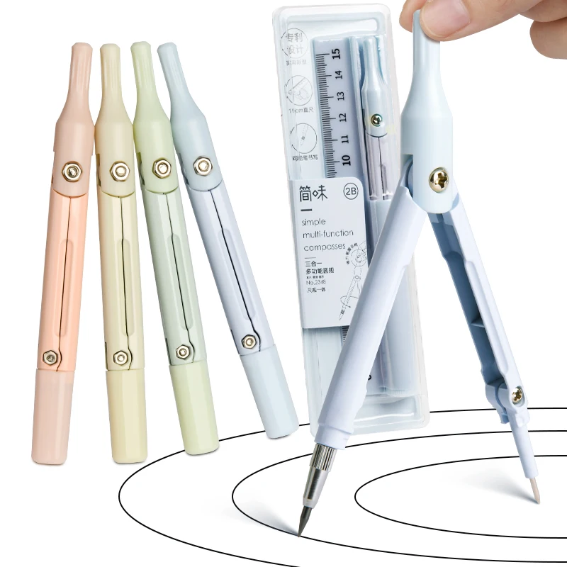 Многофункциональный набор «Три в одном» компас и линейка пластиковая с металлическим компасом для обучения карандашам школьного использования