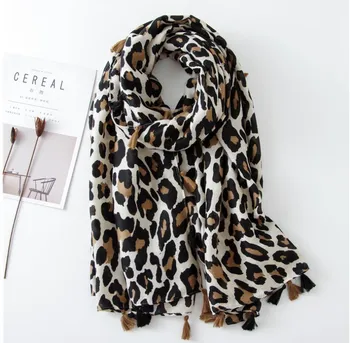 factory stock cotton leopard printing color girls women keep warn sunscreen scarf travel photograph shawl