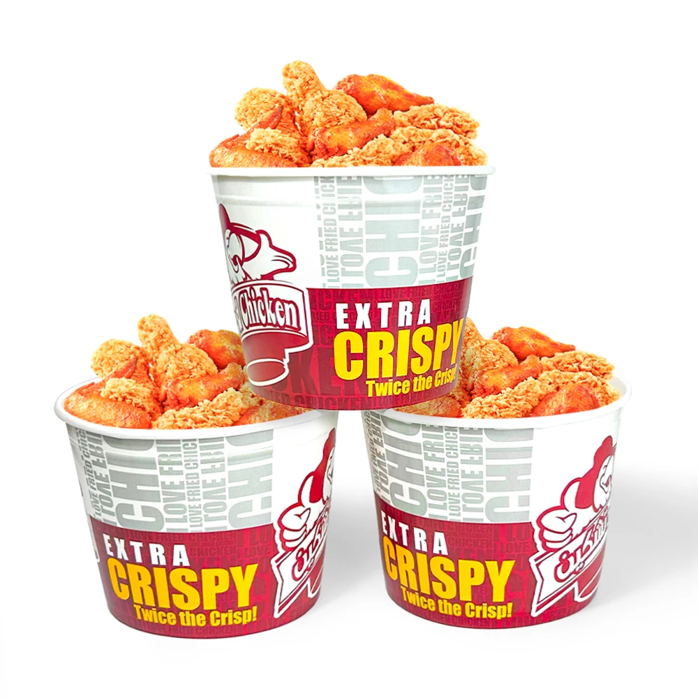 64oz Paper Bucket Custom Printing Fast Food Packing Paper Fried Chicken Bucket