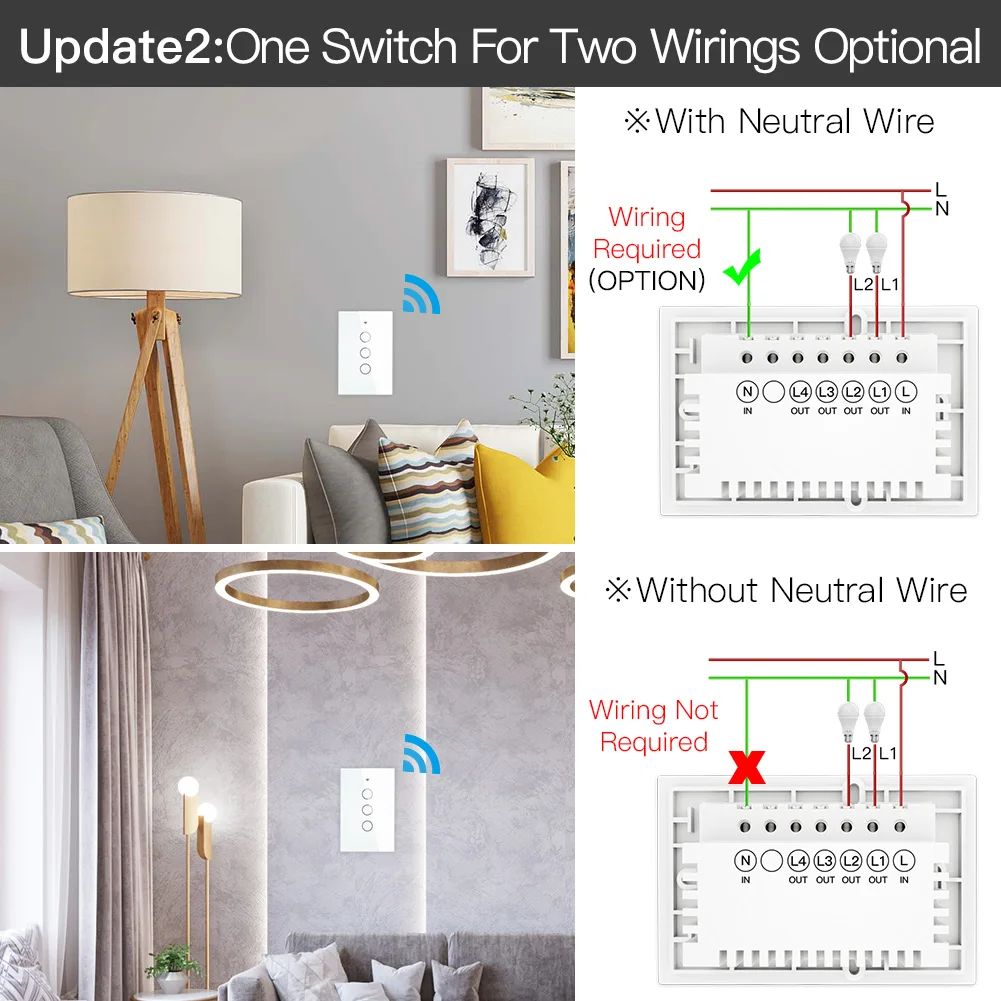 Smart Zigbee Wall Touch Light Switch With Neutral/no Neutral,No