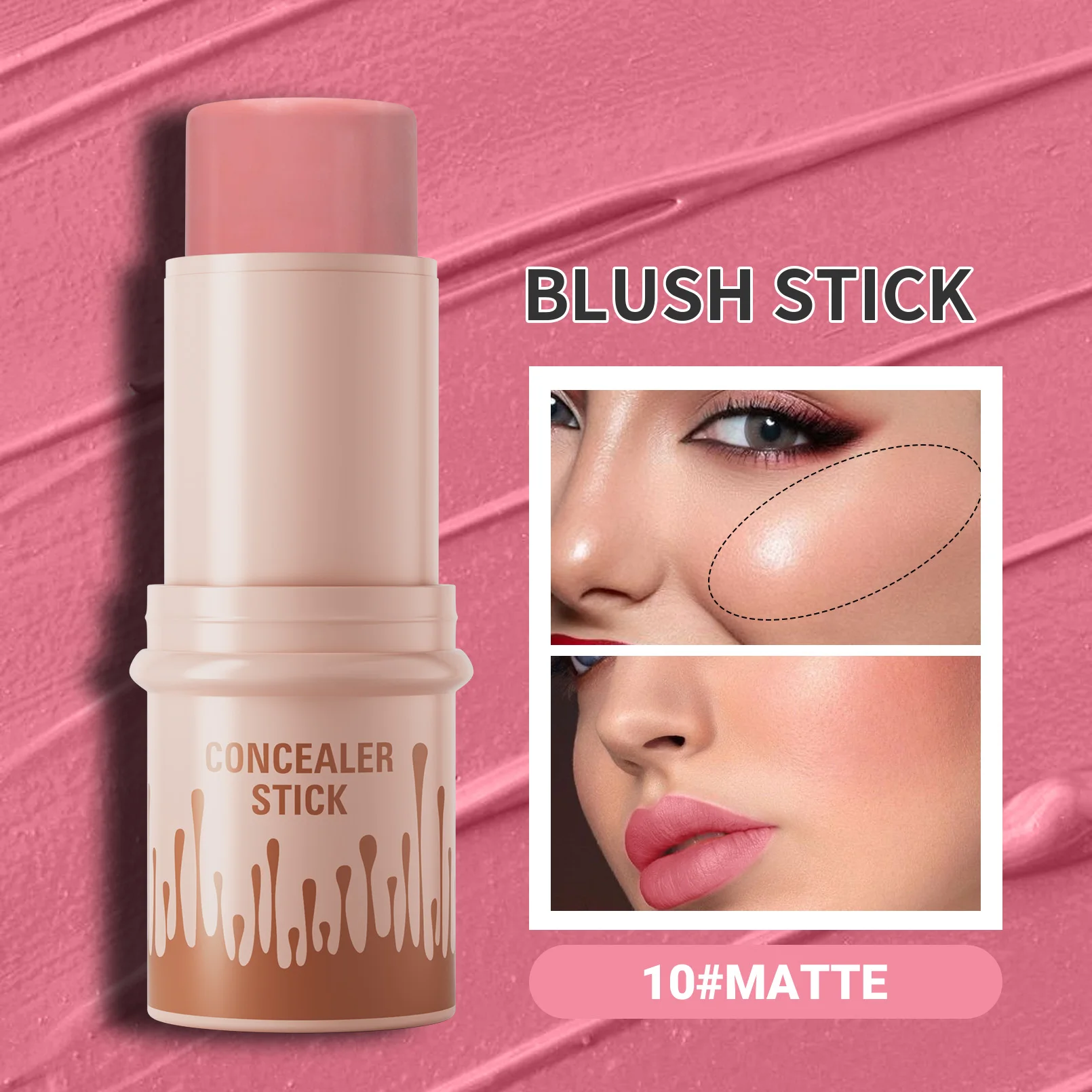 Cosmetics Rose Nude Soft Rosy Color for Your Lips and Cheeks Nude Neutral Tone Blusher Stick for Every Woman Face Makeup