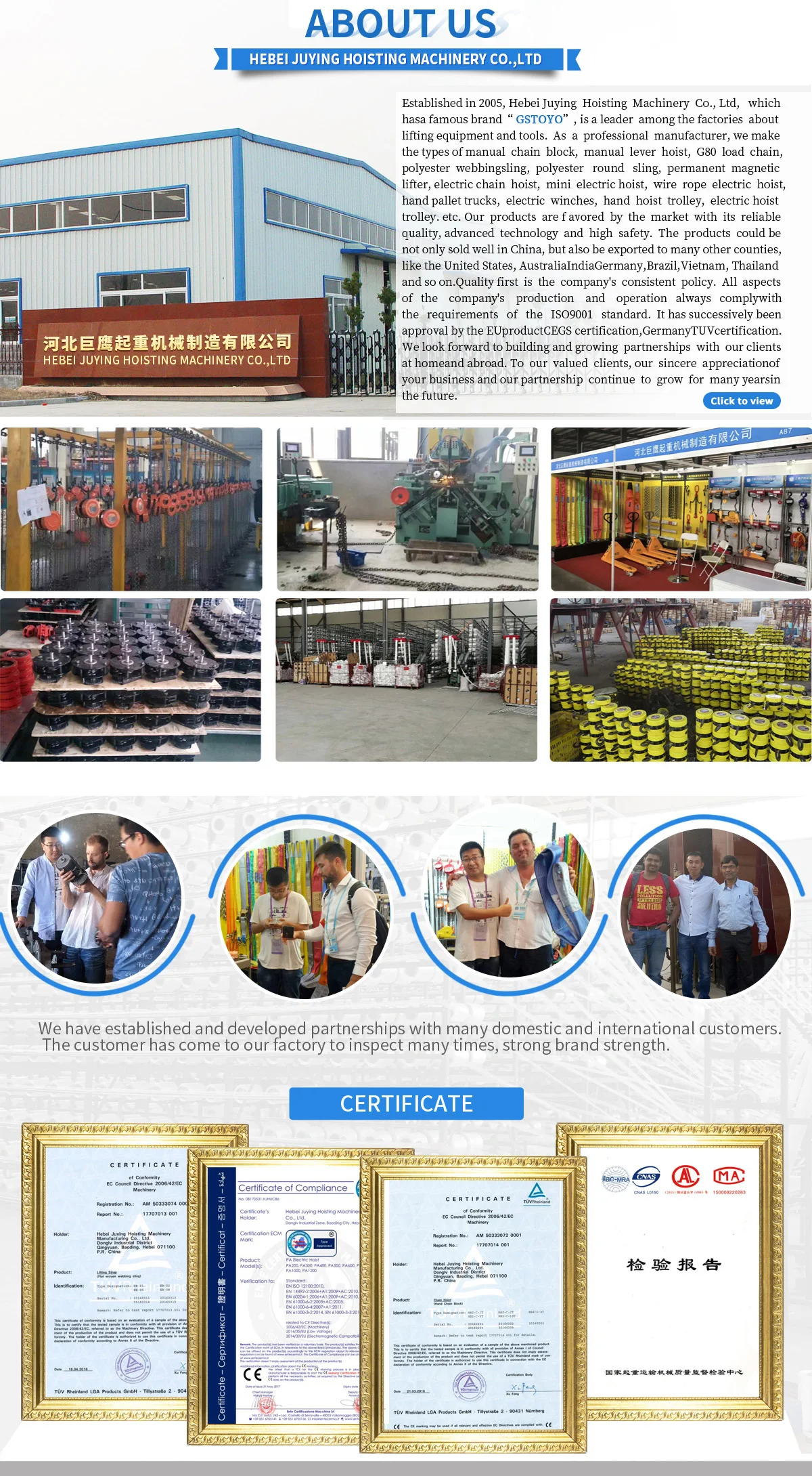 Hebei Juying Hoisting Machinery Co., Ltd. - Electric Hoist, Manual ...