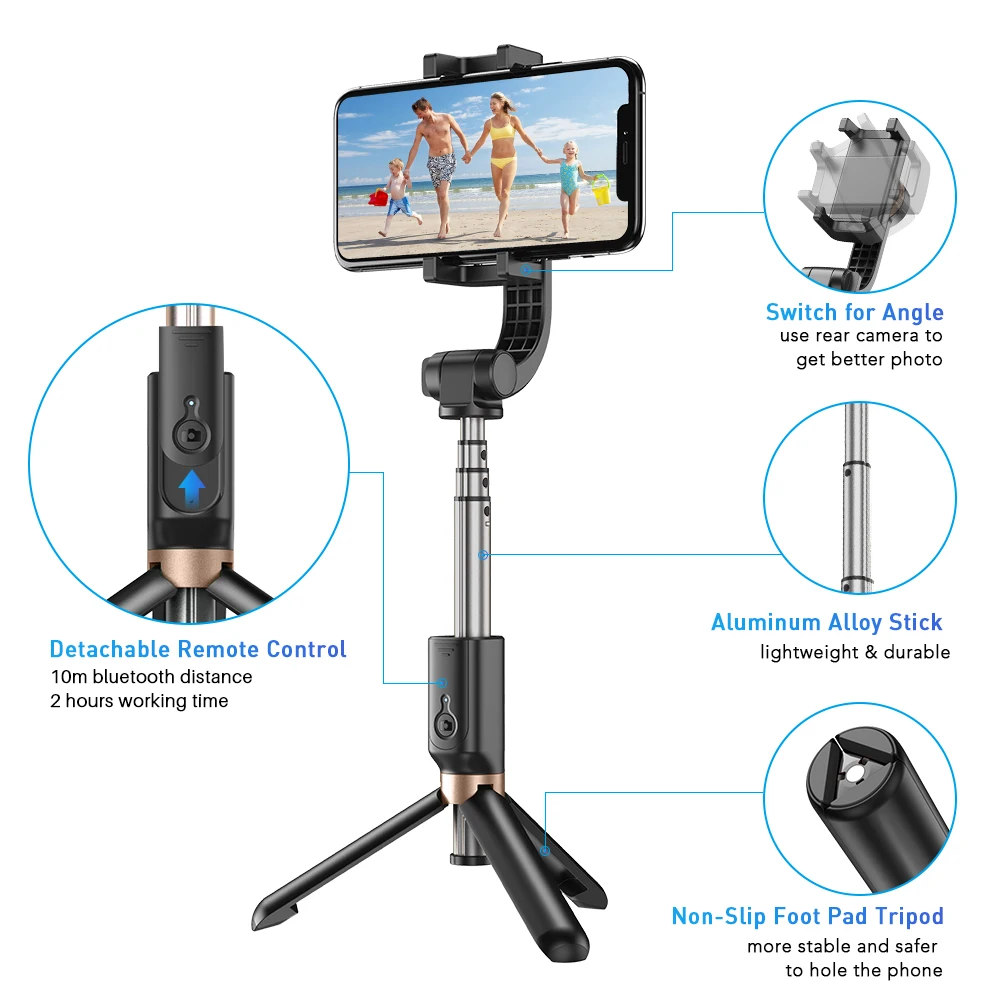 Professional Remote Shutter in Stabilized Handheld Gimbal Stabilizer Vlog Camera Controller Selfie Stick for Smartphone