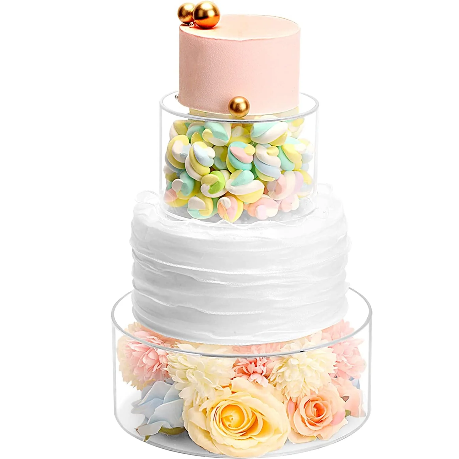 Acrylic Fillable Cake Stand Riser Round Display Riser Box Decorative ...