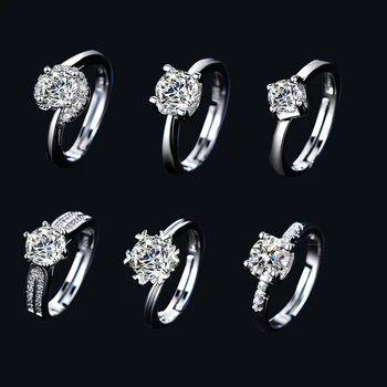Wholesale Custom Moissanite Jewelry 925 Sterling Silver Wedding Engagement Moissanite Diamond Rings For Women