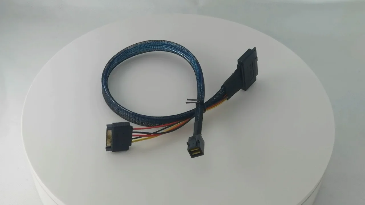 Mini Sas U.2 Sff8643 To U.2 Sff8639 Data Cable 12gbps With 15pin Sata Power Connector 0.8m For