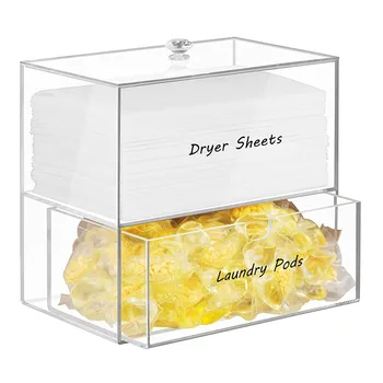 Wholesale acrylic storage box double layered high-end transparent organizing storage box for laundry