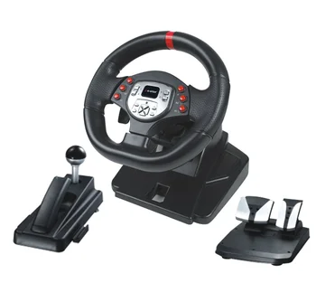 c-star Gaming Steering Wheel with Pedals 180 Degree Rotation Vibration USB PC Steering Wheel work with PS3/PS2/PC Driving Force