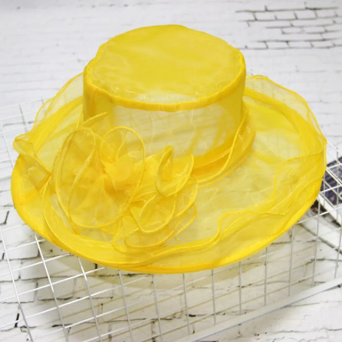 Fashion Wide Brim Yellow and Black Hat Kentucky Derby, Church, Wedding, Vacation Womens Kentucky Derby Hats - Vintage Fashion & Sun Protection main image 3