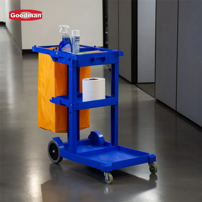 Hotel Cleaning Cart Housekeeping Trolley With Yellow Bag