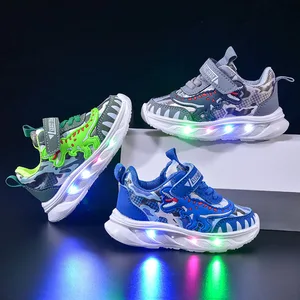 Wholesale Cartoon Dinosaur Children Casual Walking Style Shoes Breathable Running Sports Shoes for Kids Boys