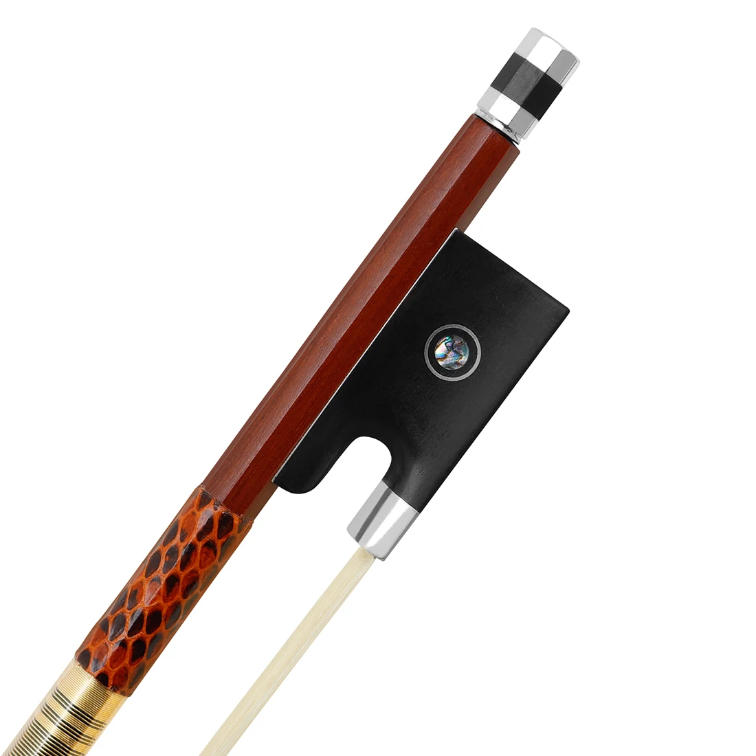 Brazilian Mahogany Red Wood 4/4 Violin Bow Frogs Snakeskin Finger