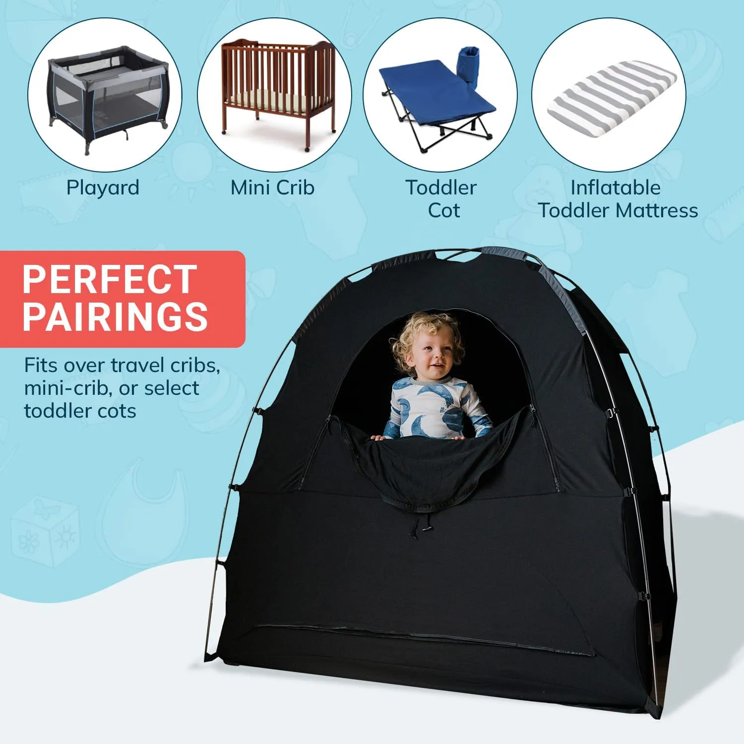 Blackout Crib Inflatable Tent Breathable Fabric Tents To Stop Baby From