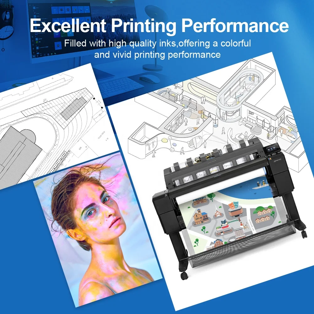 727 Premium Compatible Color Tintas Inkjet Reman Ink Cartridge for 727 Designje