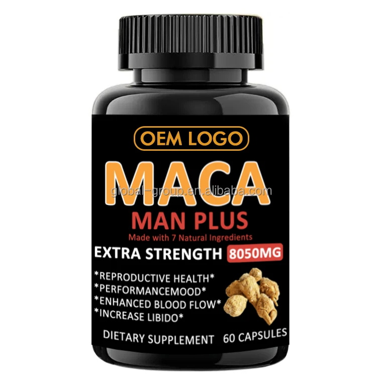 OEM Organic Maca Extract Capsules Herbal Dietary Supplement Black Maca Root Powder Capsules