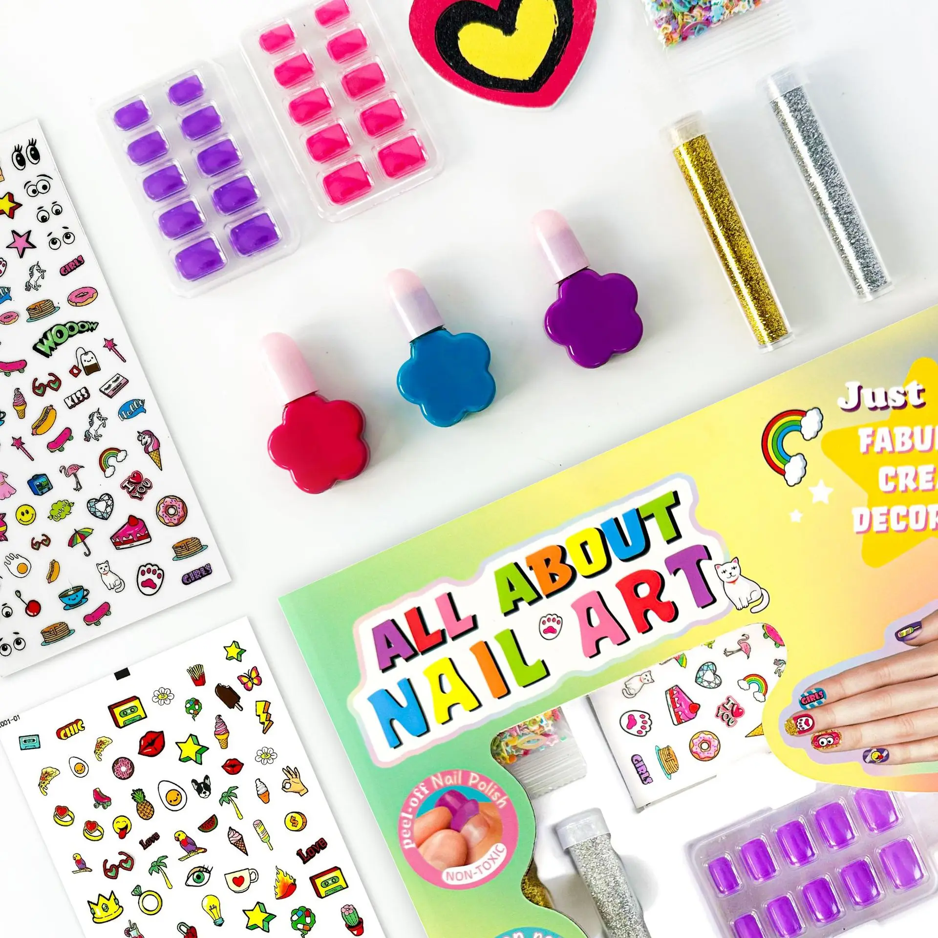 Kids Nail Art Nail Polish Art Set Water Base Safe For Kids Children