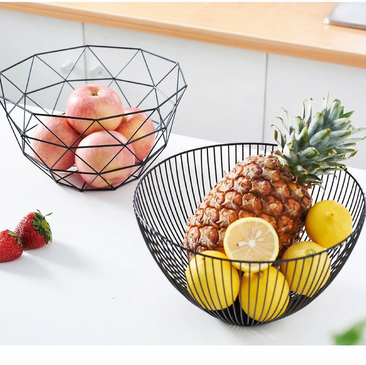 Frosted Black Modern Kitchen Counter Wave Metal Fruit Dish Serving Wire ...