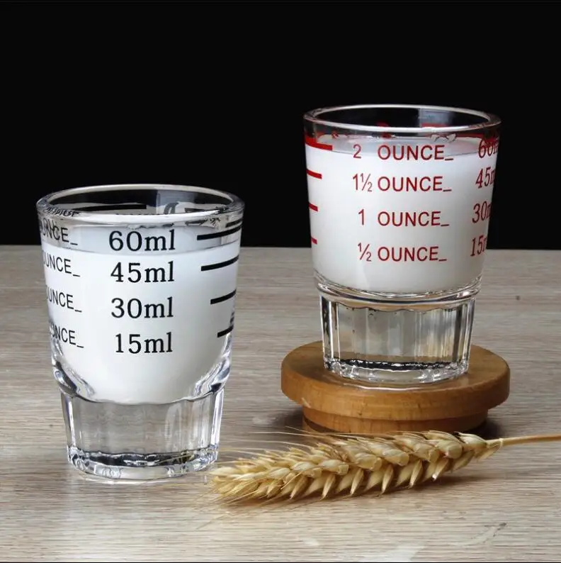 45ml Thickened Graduated Glass Oz Ounce Cup Measuring Cup Shot