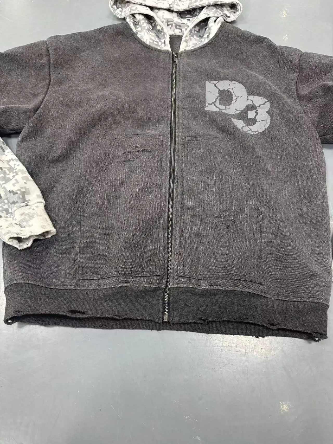 Custom Double-layer Camouflage Duck Canvas Work Jacket With Hooded Zipper Printed Logo Real Tree Camo Hoodies Jacket for Men gallery 4