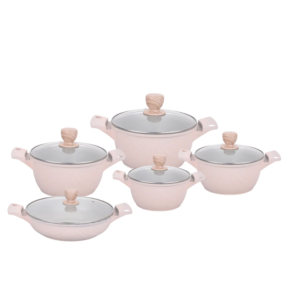XYL Factory 10pcs Set Custom Color Queen Style Non-Stick Cookware Casserole Aluminum Soup Pot for Kitchen
