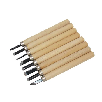 8-Piece Industrial Grade Handmade Wood Carving Knife Set with Rubber Seal Steel Handle Chisel for Metalworking Use
