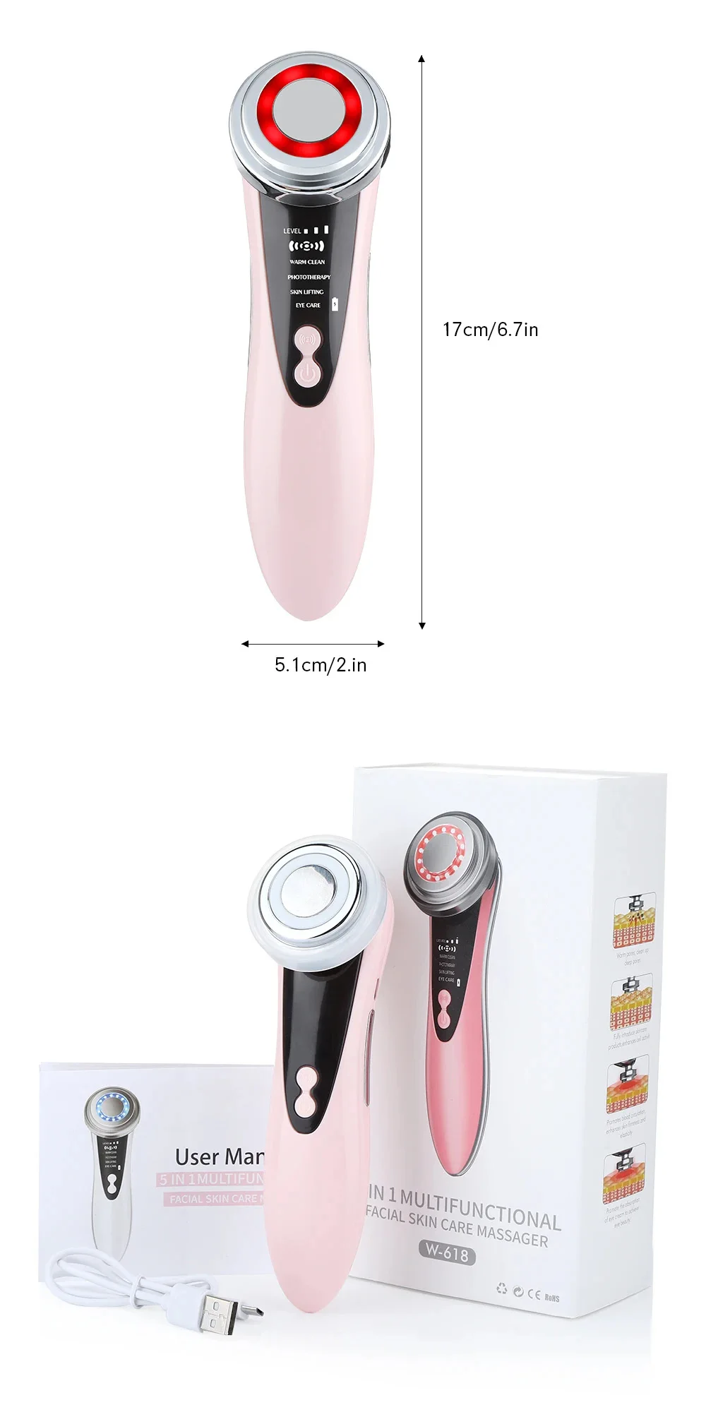 2024 Iontophoresis Machine Beauty Face Lifting Massager Device Facial ...