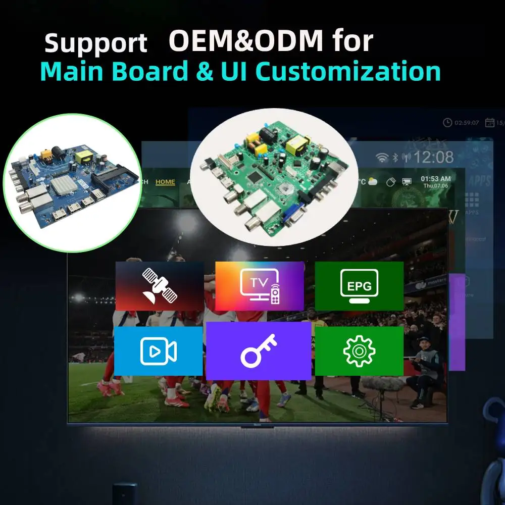 OEM ATV CKD SKD LED Smart 32/43inch Android TV 4K 2k Wifi Voice Remote Control Streaming TV Television Ecast HDTV Custom logo