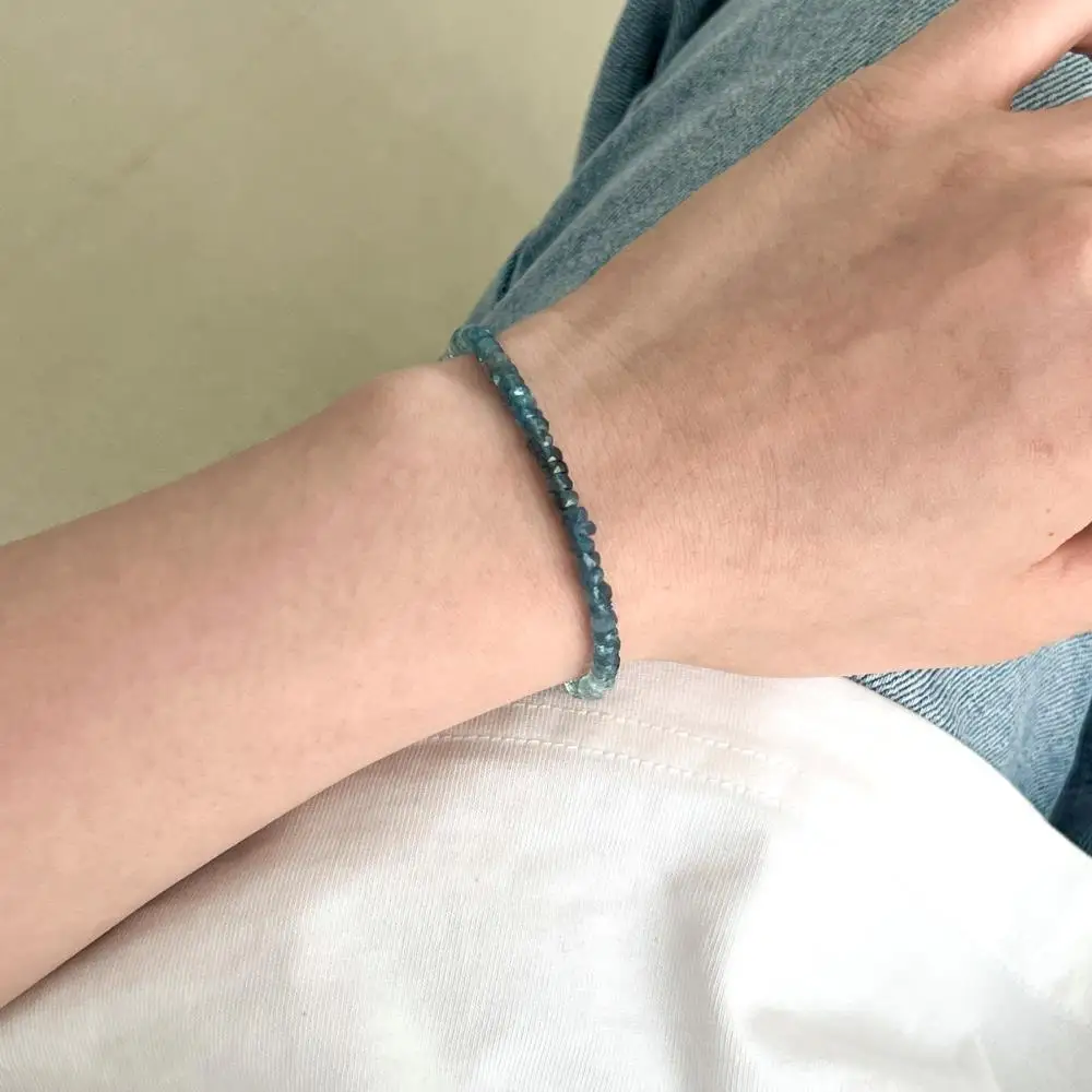 KAKODIY natural gradient sapphire beads 925 sterling silver jewelry bead bracelet detail 6