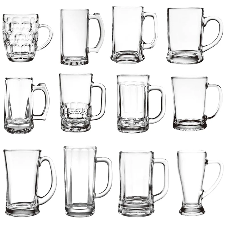 Large Capacity 300ml Classic Glass Beer Steins Transparent Beer Mug with Handle for Water Wine and Beverage for Parties