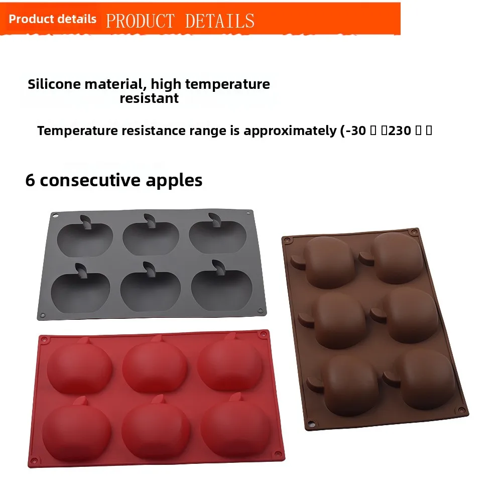 High Temperature Resistant Silicone Apple Mold DIY Crystal Dropping Candy Cheese Chocolate Biscuit Mold for Cake Tools supplier
