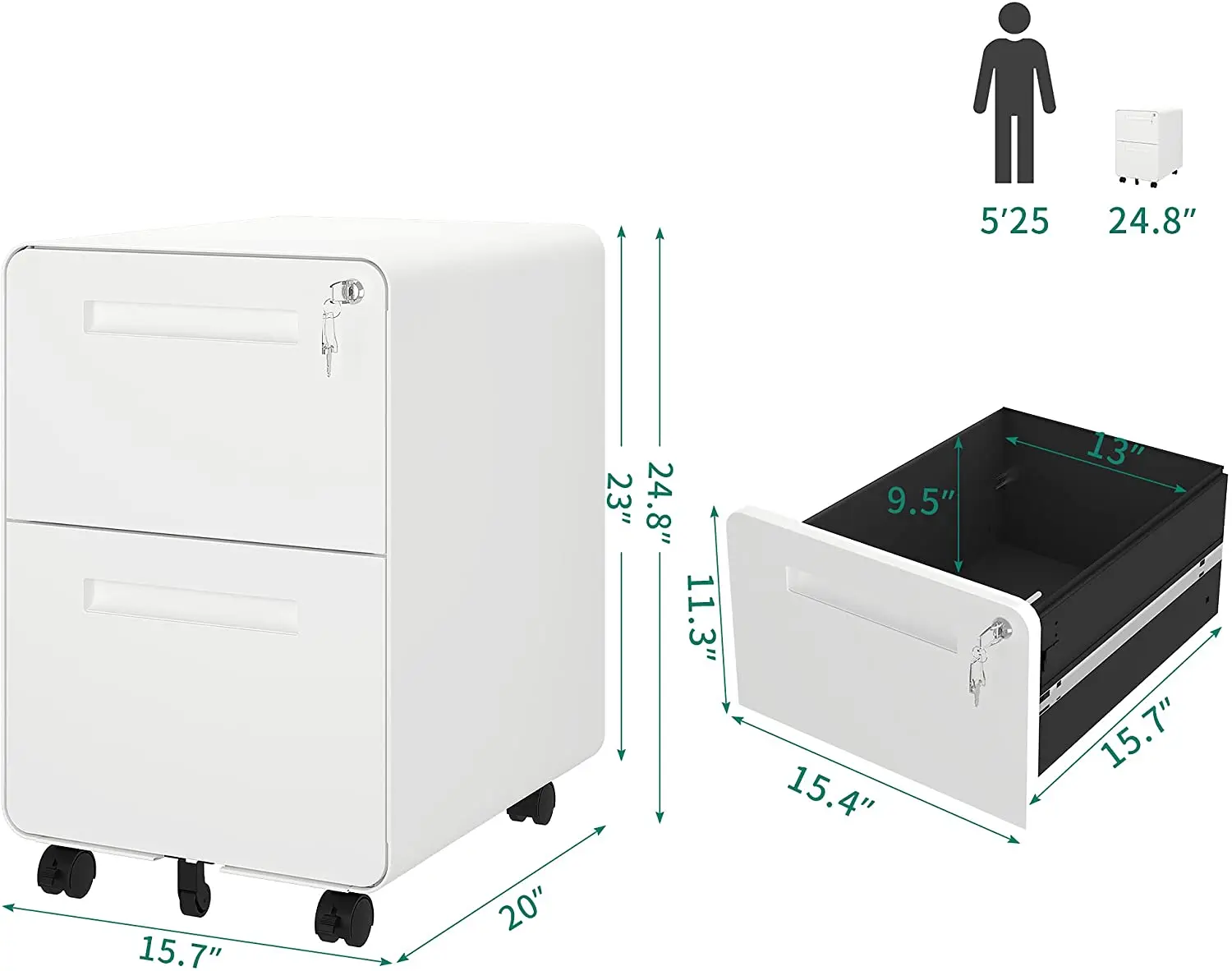 3 Drawer Steel Pedestal Cabinet details