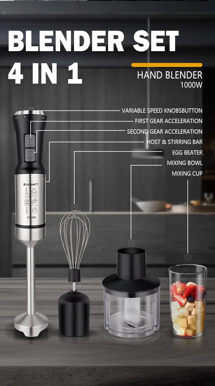 JAMAKY Hand Blender Baby Food Machina 1000W High Power Multi-Speed