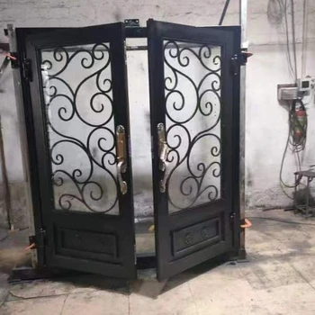 single wrought iron front doors