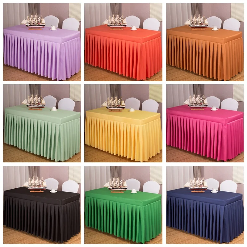 Custom Modern Simplicity Rectangle Designs Long Table Skirting for Wedding