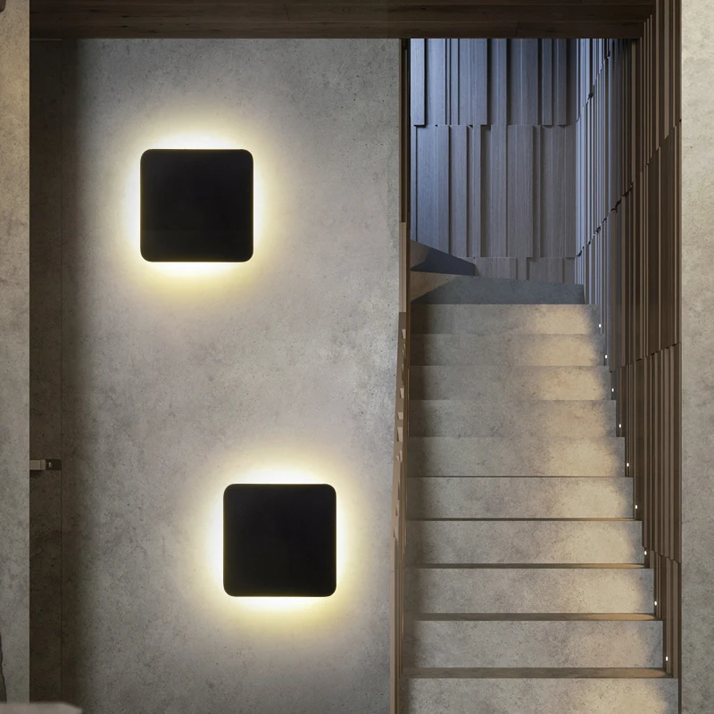 Modern Design External Wall Lights 8W Round Light Ra>80 Flicker-free Square Back Light AC85-265V