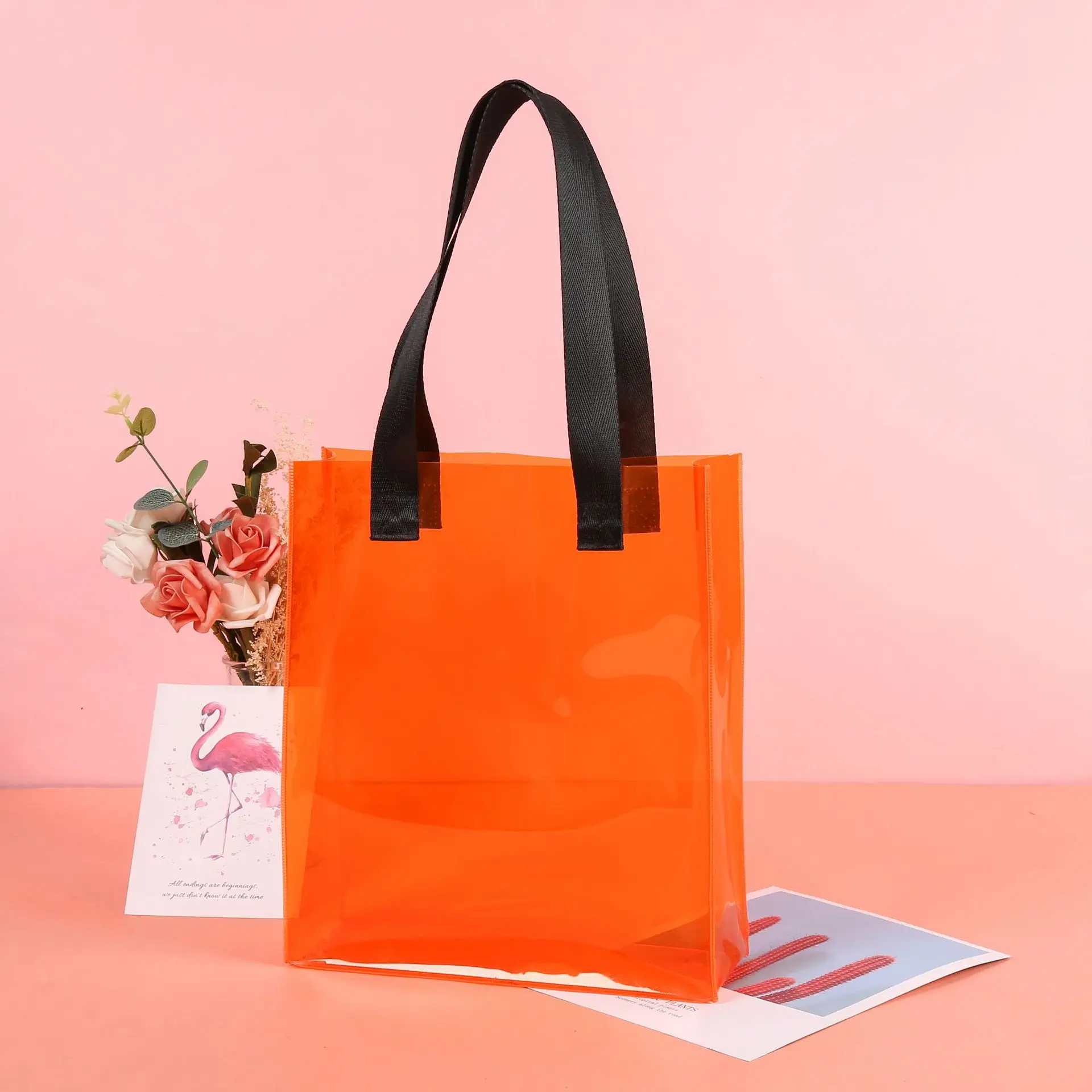 Large Plastic Colored Clear Pvc Jelly Tote Bag Candy Handbag Tote Bag