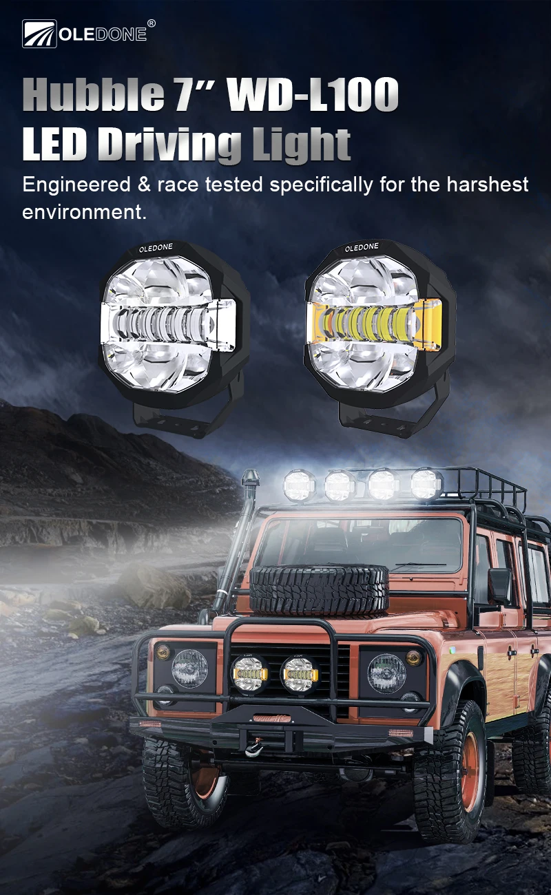 Hubble 100w 7inch Round Led Driving Lights With Ip68 R112 For Off Road