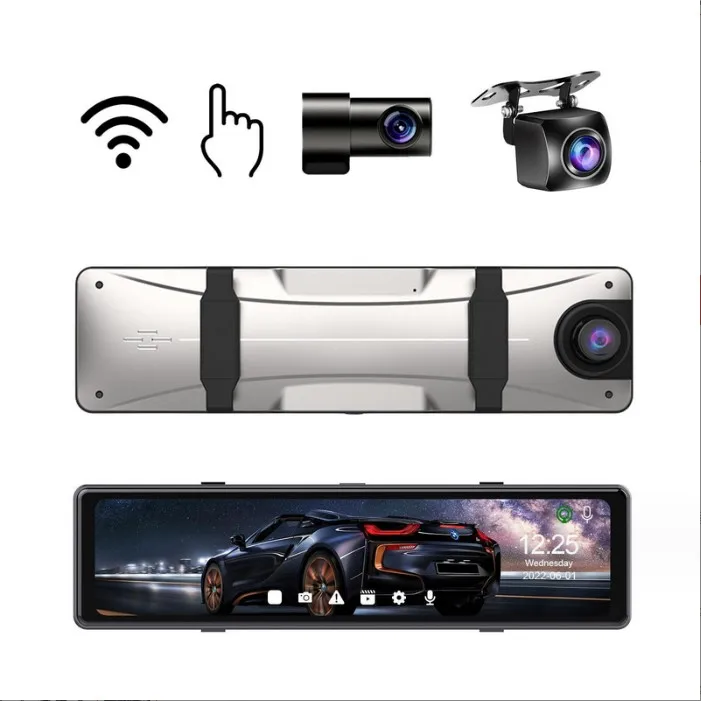 X13 10 Inch Touch Screen Stream Media Car DVR Dash Cam Dual Lens Rear View Mirror Dashcam Video Driving Recorder Car Dash Camera
