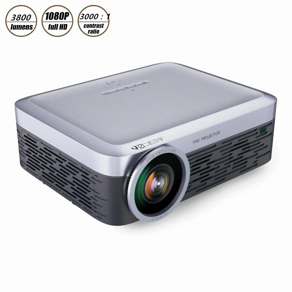 Supported 1000:1 Contrast Ration Max 200 Display Cinema Screen 50,000 Hours HD Lumens Built-in Speakers Support TV Stick Game HDMI VGA TF AV USB Laptop B UOKT 3800 Lux 1080p LED Portable Projector 