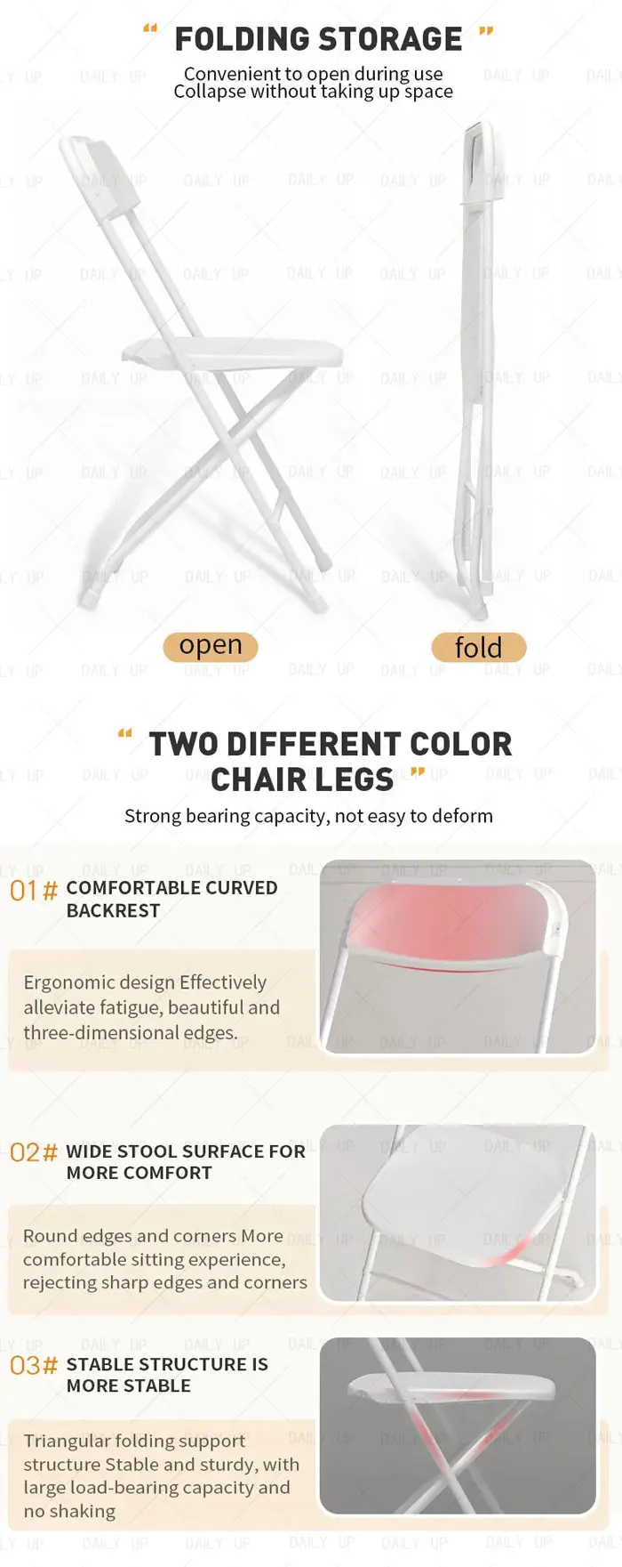 2024 new design white folding wedding chair camping chair event chair