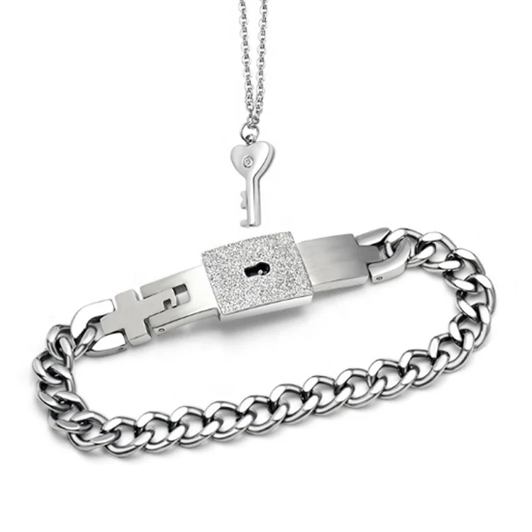 Wholesale Cross Key and Heart Lock Couple Bracelets