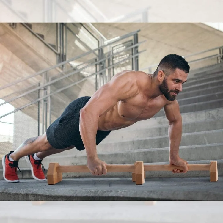 Wellshow Sport Wooden Parallettes - Durable Gymnastic Bars