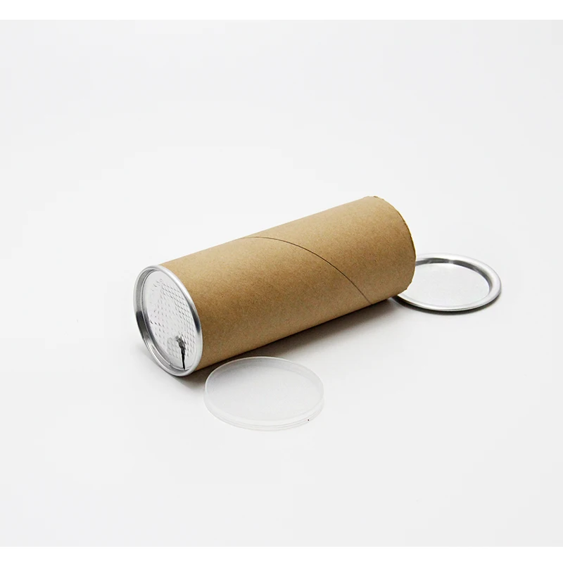 Recyclable Paper Tube Packaging Food Containers Jar with Aluminum Peel Off Easy Open Lid