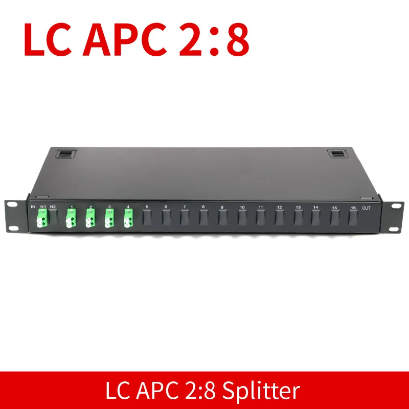 2 : 8 LC/ UPC APC Rack Mount Splitter for 19 Inch Fiber Optical 2 X 8 PLC Type Rack  Fiber Optic Equipment Iptv Account