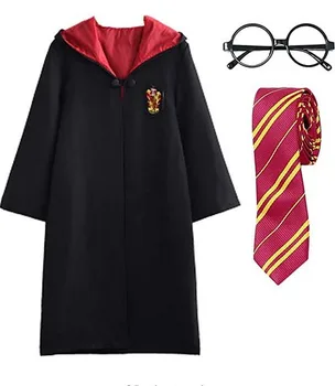Classic Magic Cape Halloween Clothes for Kids and Adult Gryffindor Uniform Potter Robe Harry Hooded Cloak with Tie