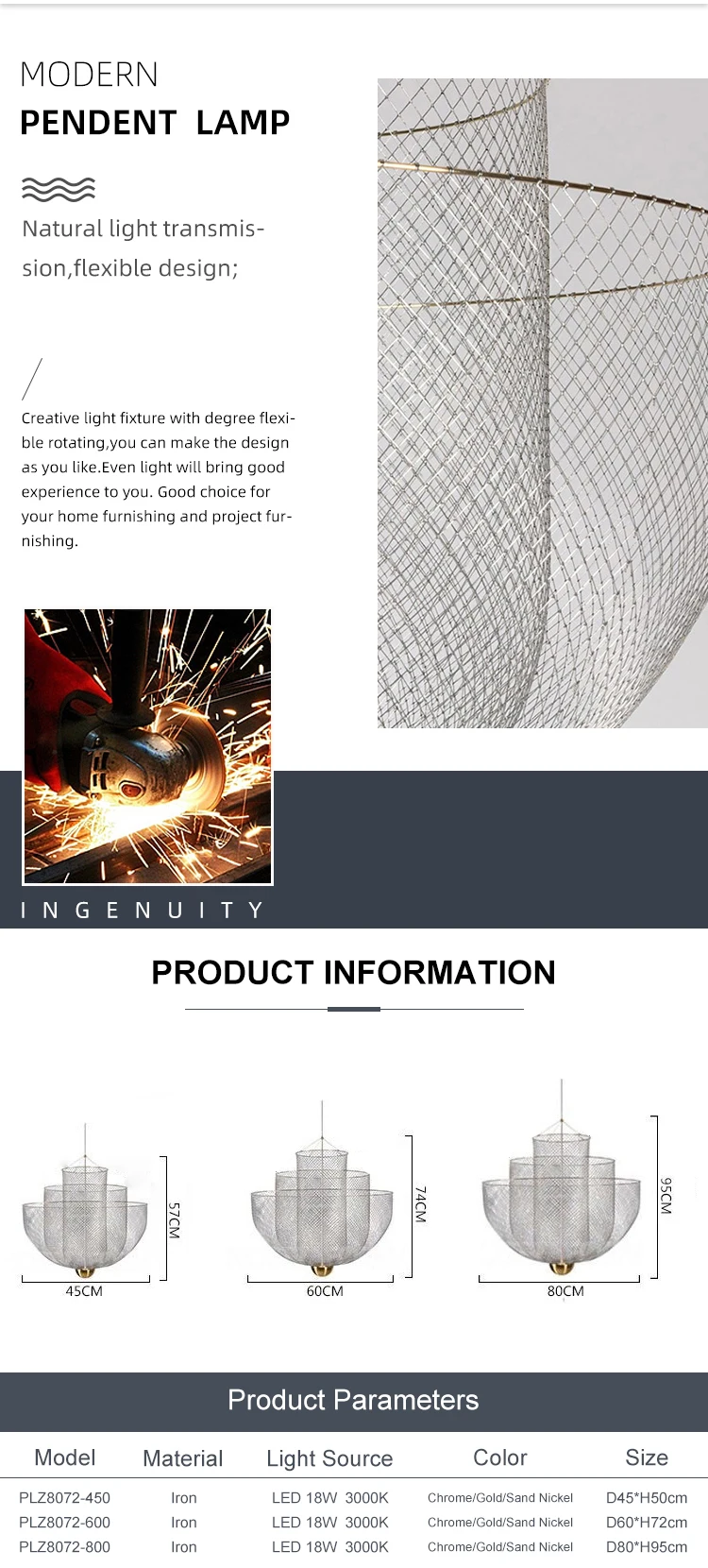 plz8072 new product indoor home shop restaurant decoration hanging lighting iron modern led chandelier-1