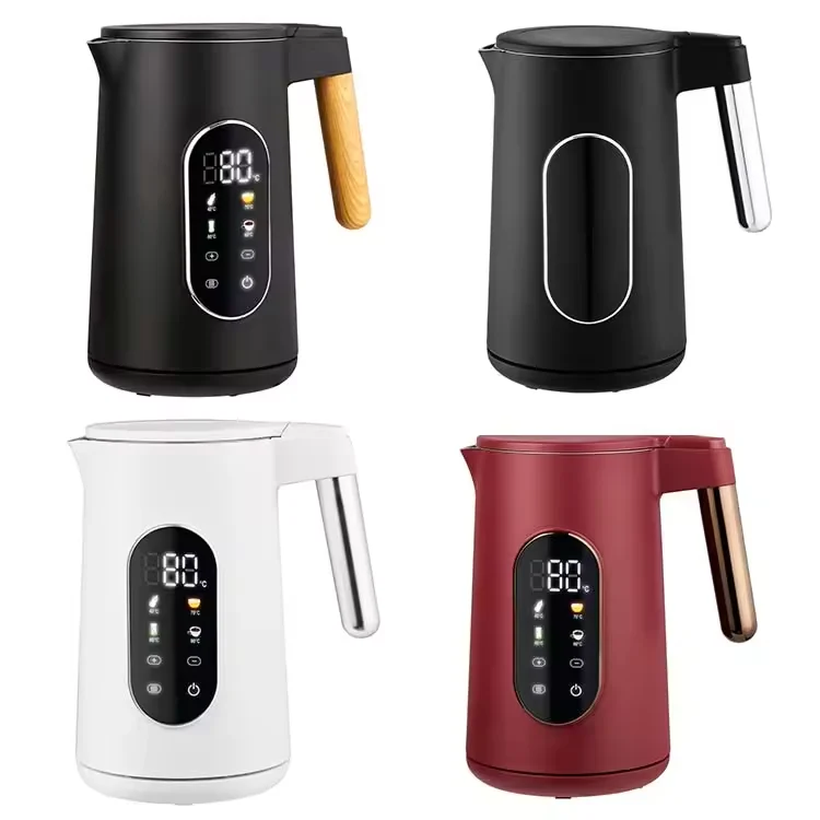Digital Control Electric Water Kettle Led Digital Screen Smart Kettle Electric with Wooden Handle